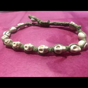 Green Macrame Tai Skull Bracelet